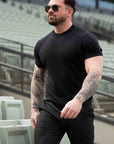 Muscle Fit Knit T-Shirt - Black
