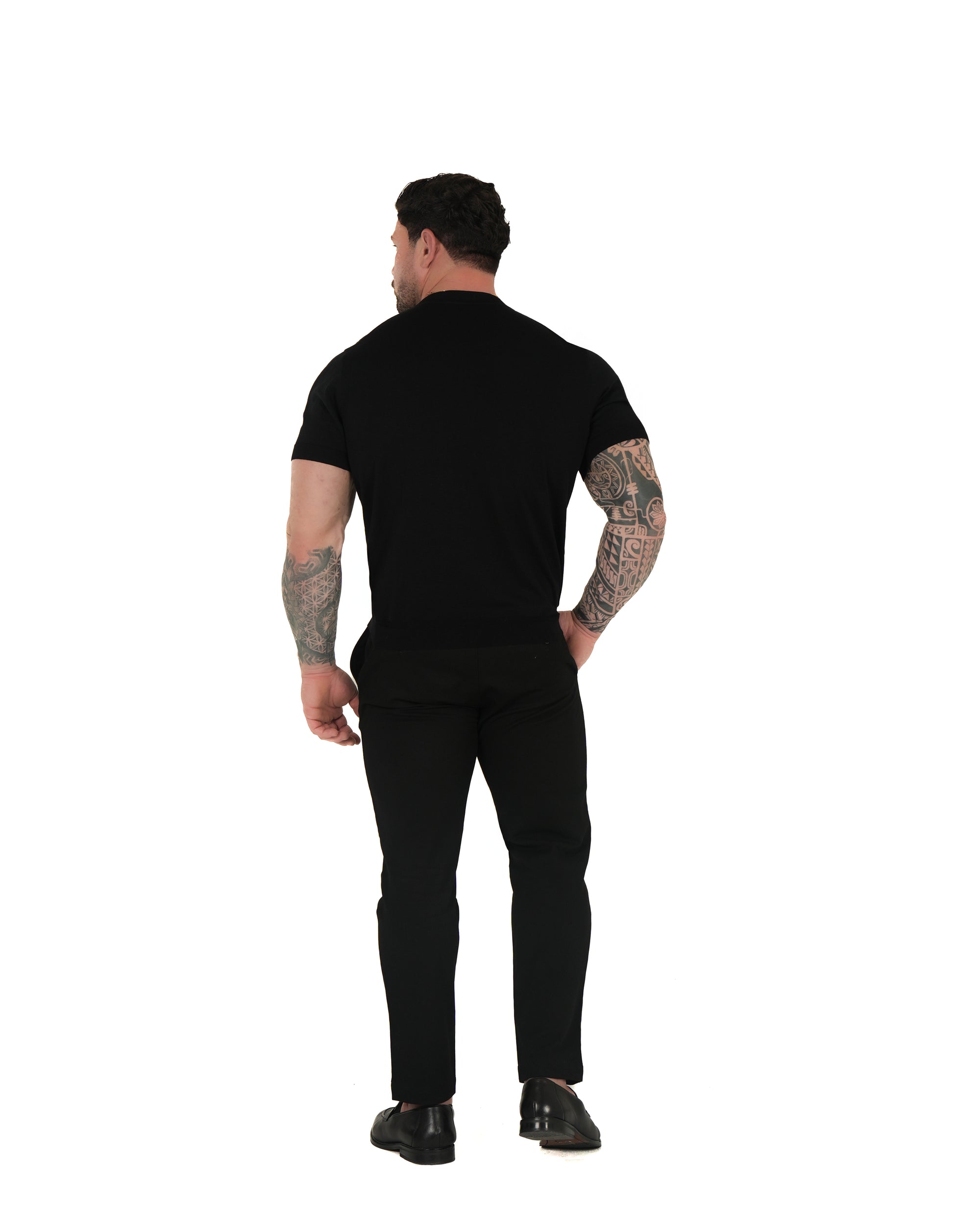 Muscle Fit Knit T-Shirt - Black