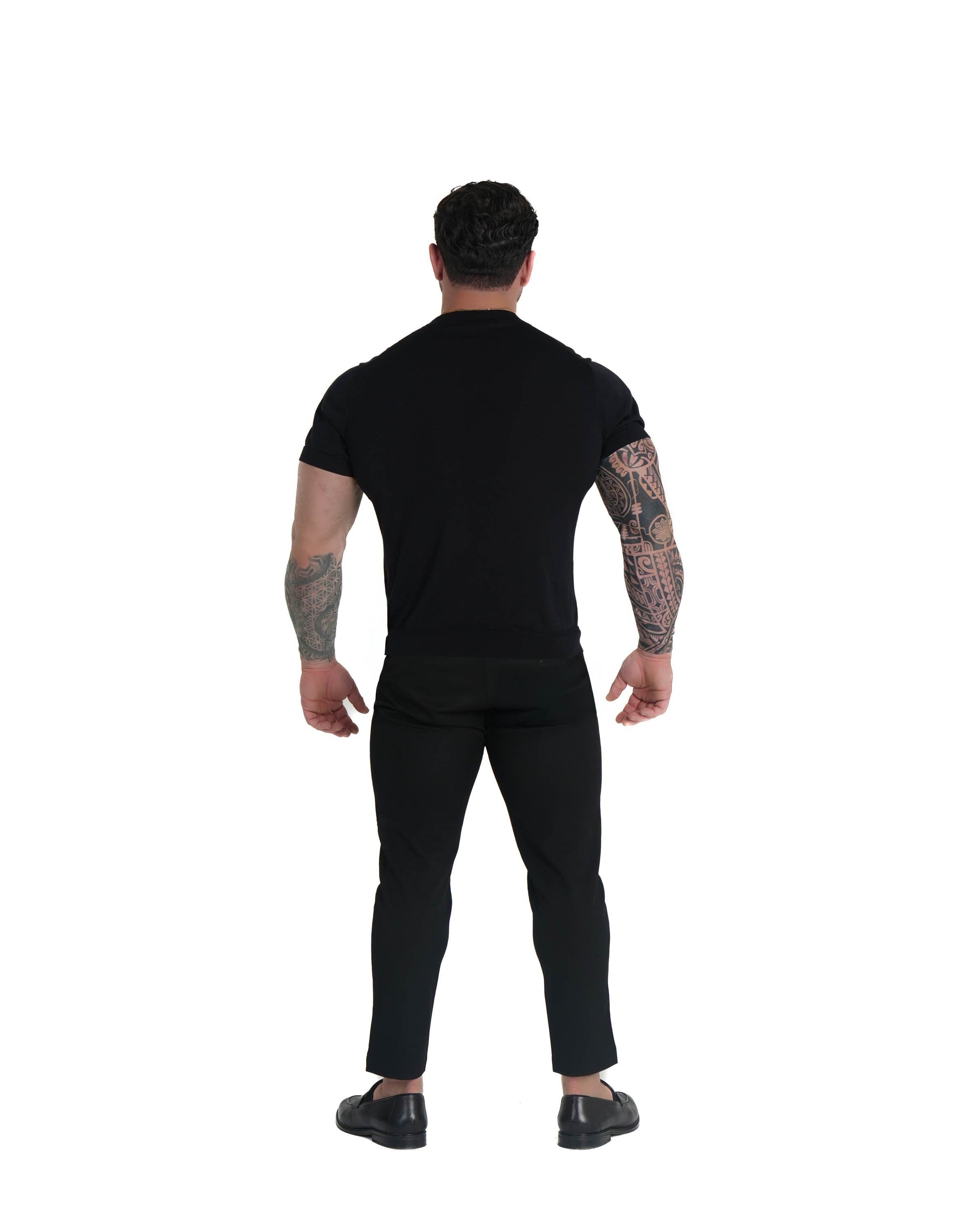 Muscle Fit Knit T-Shirt - Black