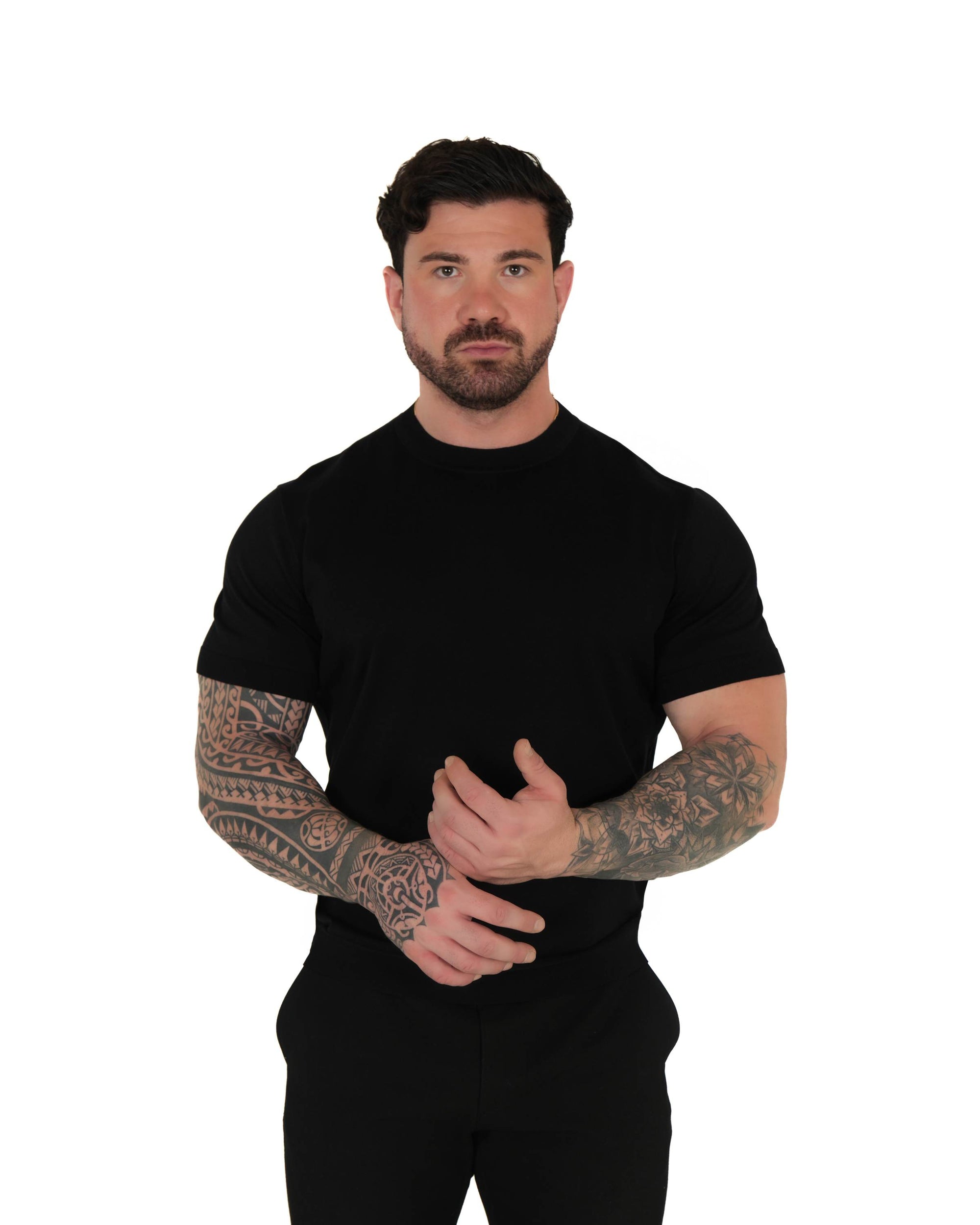 Muscle Fit Knit T-Shirt - Black