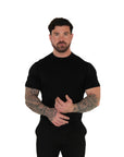 Muscle-Fit Strick-T-Shirt – Schwarz