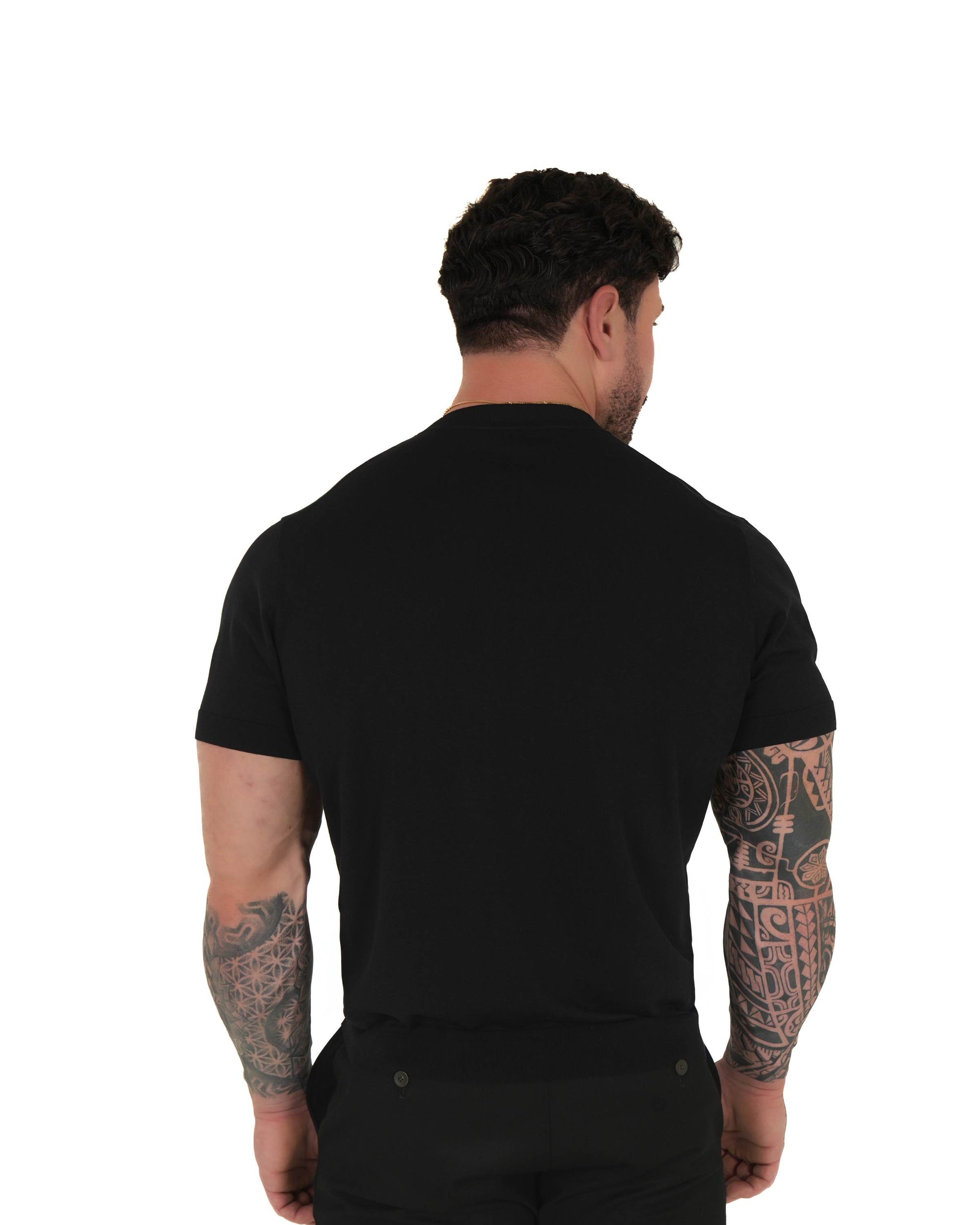 Muscle Fit Knit T-Shirt - Black