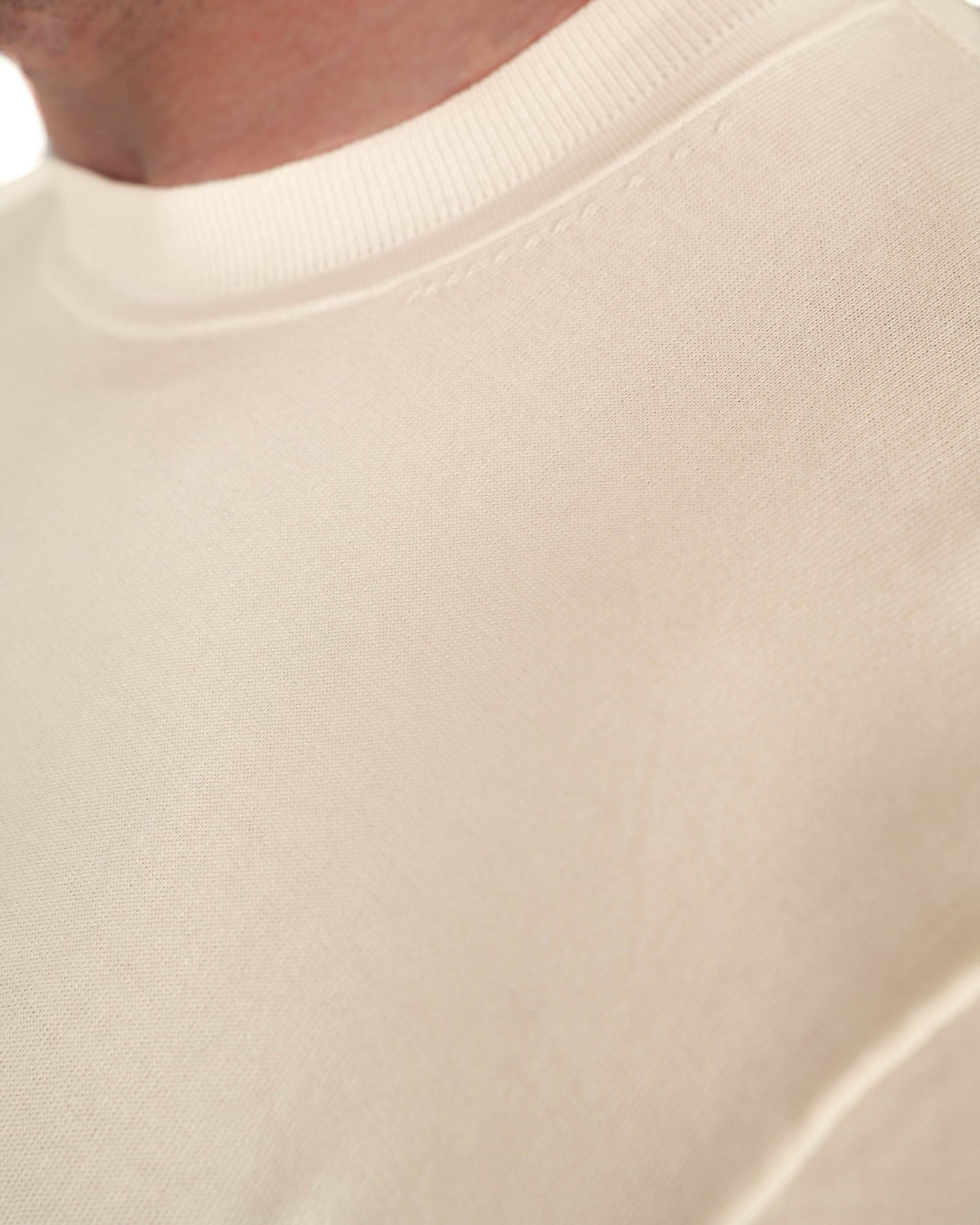 Muscle Fit Knit T-Shirt - Cream